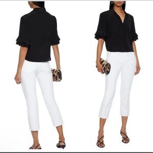 Frame Le Beau Blanc Raw Hem Denim White Cropped Jeans - 24